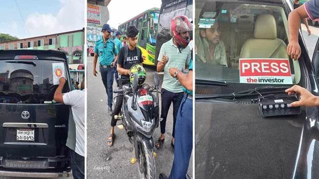 উত্তরায় গাড়িতে স্টিকার দেখলেই আটকাচ্ছে পুলিশ